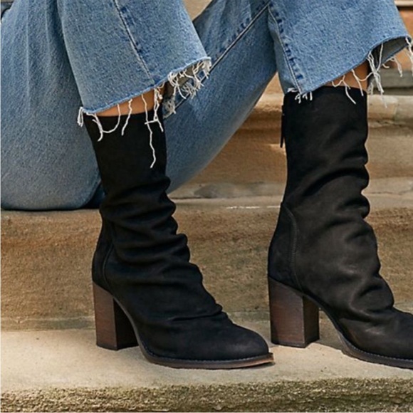 Free People Elle Block Heel Boots Black US 11